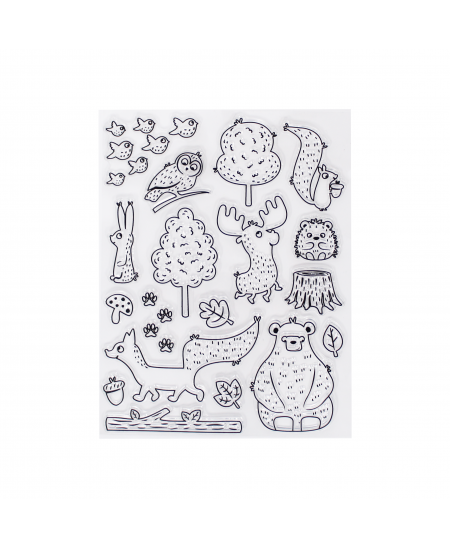 Caurspīdīgi pašlīmējoši zīmogi SODERTEX Forest, 18 dizaini