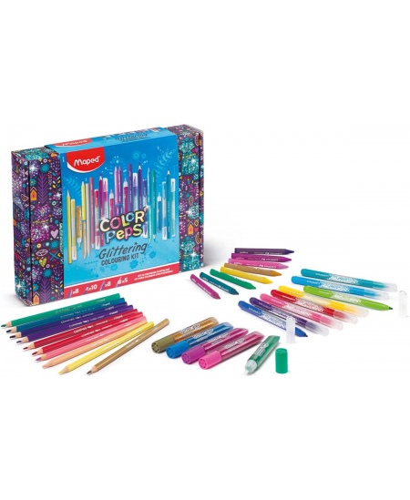 Mirdzošu krāsošanas piederumu komplekts MAPED Color’Peps Glittering