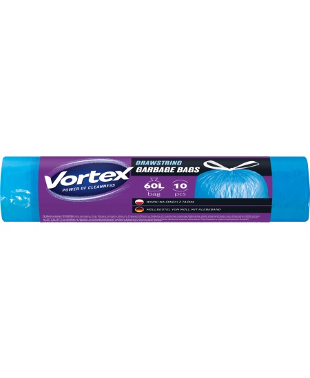 Atkritumu maisi VORTEX, 60 l, 10 gab., biezums 15 μm, HDPE, zili