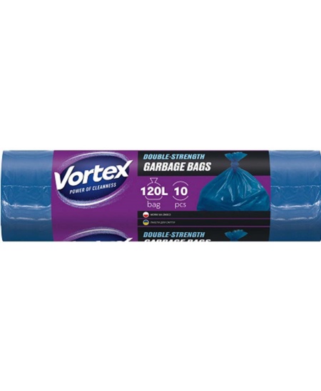Atkritumu maisi VORTEX divslāņu, 120 l, 10 gab., biezums 35 μm, HDPE/LDPE, zili