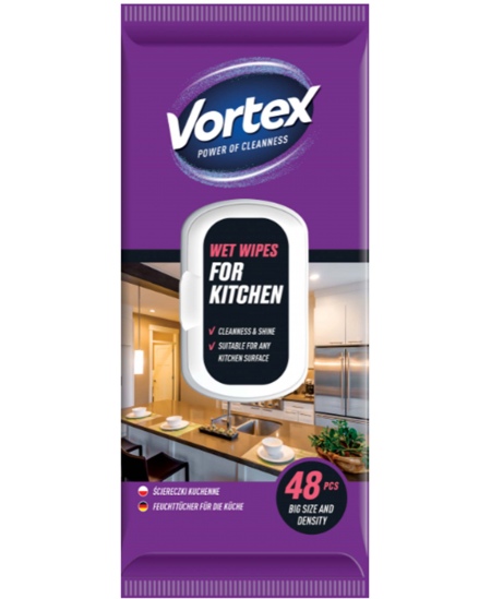 Sadzīves mitrās salvetes virtuvei VORTEX, 48 gab.