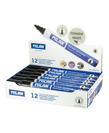 Permanents marķieris MILAN, apaļa galviņa, 4 mm, melns