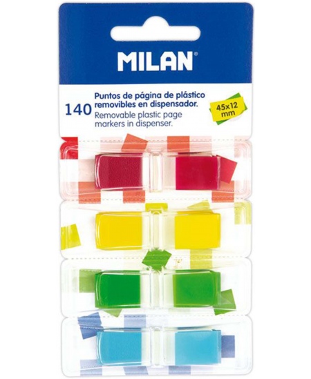 Pašlīmējošie indeksi MILAN, 45x12 mm, plastmasas, 140 gab.