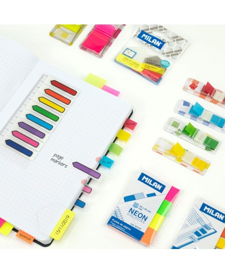 Pašlīmējošie indeksi MILAN, 45x12 mm, plastmasas, 140 gab.