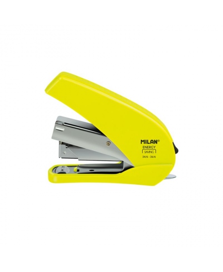 Enerģiju taupošs kompakts skavotājs ar skavām MILAN Acid, līdz 20 lapām, dzeltens
