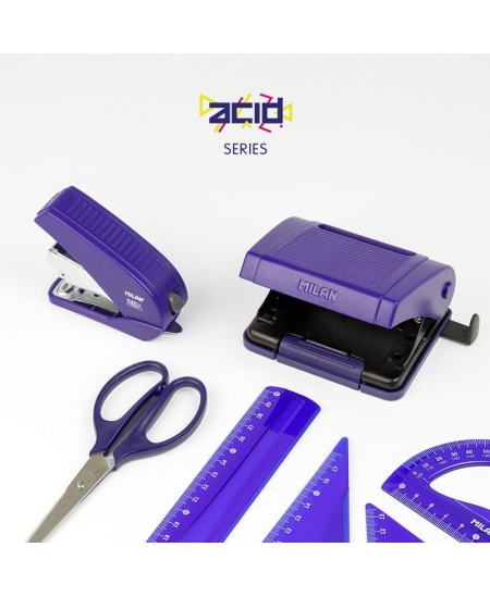 Enerģiju taupošs kompakts skavotājs ar skavām MILAN Acid, līdz 20 lapām, zils