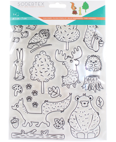Caurspīdīgi pašlīmējoši zīmogi SODERTEX Forest, 18 dizaini