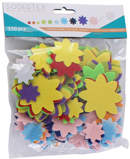 Filca uzlīmes dekorēšanai SODERTEX Ziedi, dažādas krāsas, 150 gab.