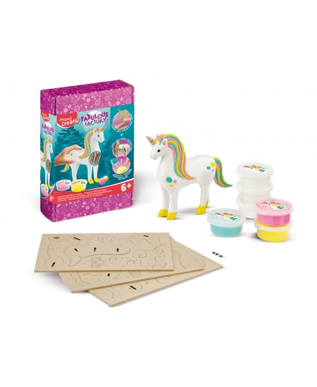 Koka 3D puzle Maped Creativ Fabulous Factory Unicorn, ar modelīnu