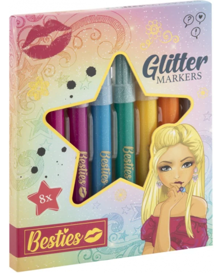 Spīdīgi flomāsteri GRAFIX Besties, 8 krāsas