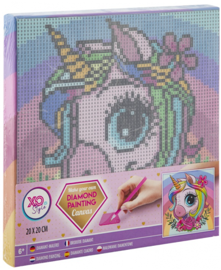 Dimanta mozaīka uz audekla GRAFIX Vienradzis, 20x20cm