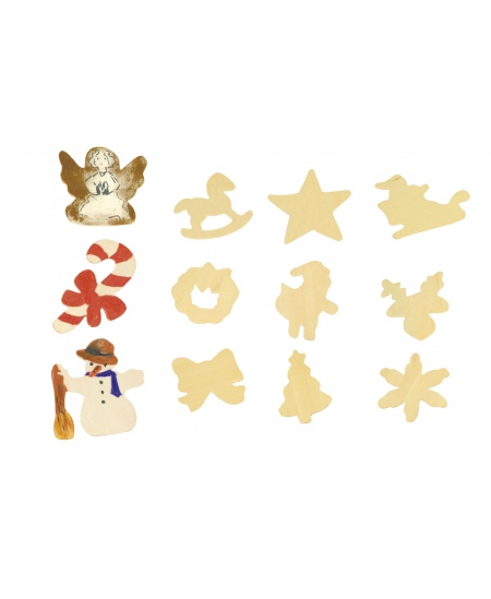 Koka eglītes rotājumu komplekts dekorēšanai GRAINE CREATIVE, 12 gab.