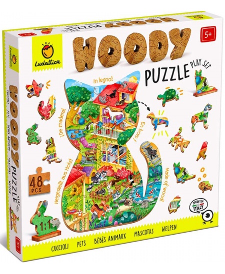 Koka puzle LUDATTICA Mājdzīvnieki, 48 detaļas
