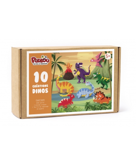 Ar gludekli sakausējama mozaīka PERLOU Dinozauri, 3000 pērlītes