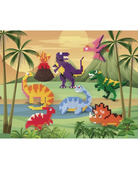 Ar gludekli sakausējama mozaīka PERLOU Dinozauri, 3000 pērlītes