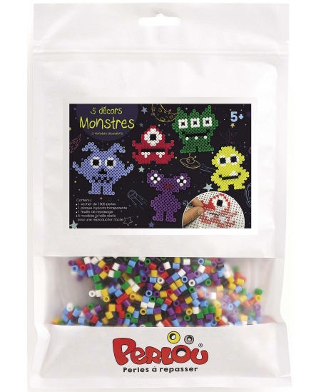 Ar gludekli sakausējama mozaīka PERLOU Monstriņi, 1000 pērlītes