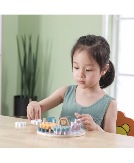 Spēle ar koka zobratiem VIGA PolarB Dzīvnieki