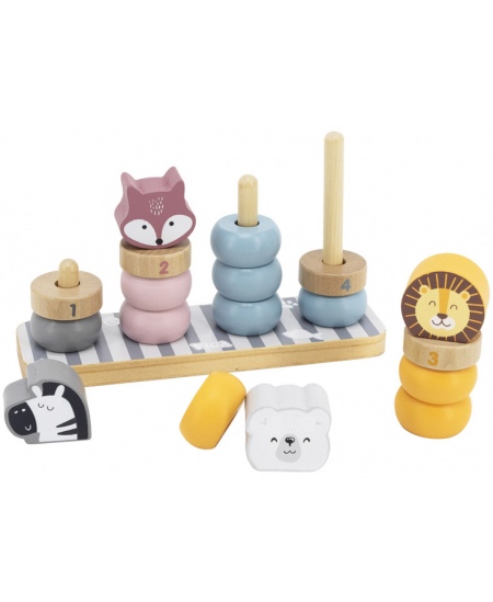 Koka izglītojošā piramīda ar skaitļiem VIGA PolarB Dzīvnieki