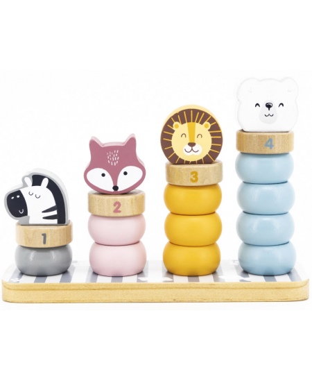 Koka izglītojošā piramīda ar skaitļiem VIGA PolarB Dzīvnieki