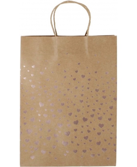 Dāvanu maisiņš, 33x10x24 cm, brūns ar sirsniņām