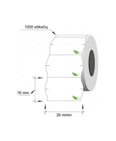 Pašlīmējošās etiķetes cenu marķieriem, 26x16 mm, vājas lipības, viļņotas, 1000 etiķetes, baltas