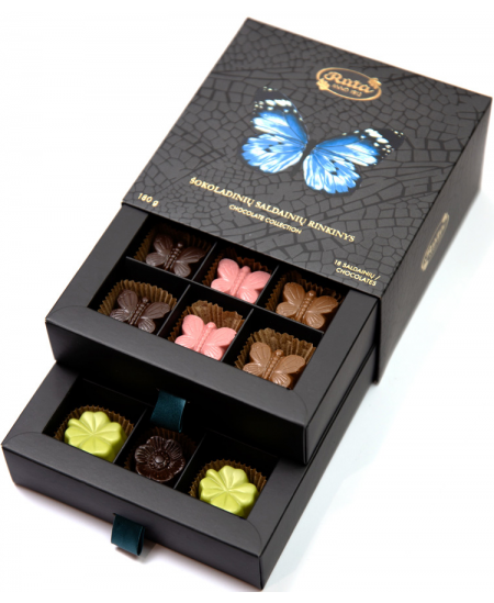 Šokolādes konfekšu izlase Drugeliai (Taureņi), 180 g