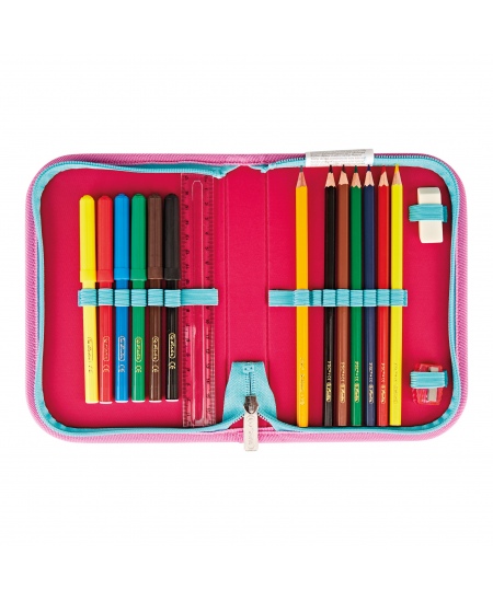 Mugursoma ar piederumiem HERLITZ SoftLight Plus Greenline Pink Bubbles