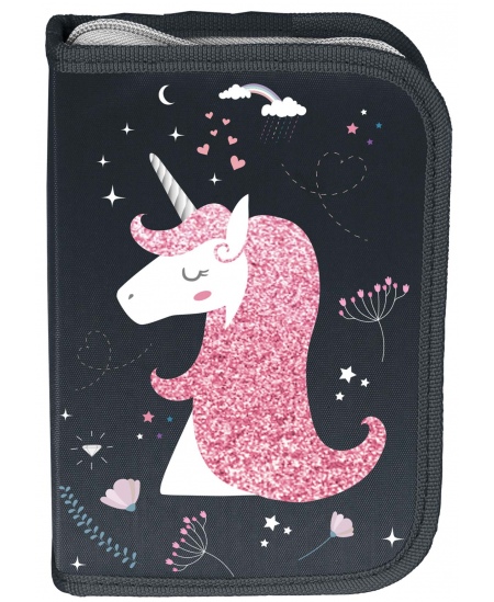 Penālis PASO Unicorn Pink, viens nodalījums, pildīts