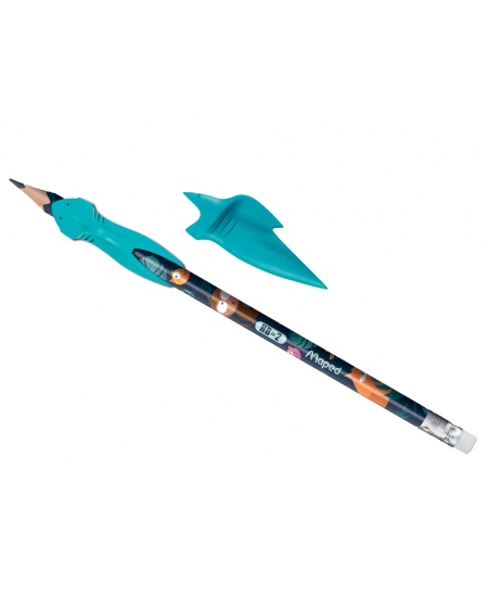 Grafīta zīmulis MAPED Jungle Fever, trīsstūrains, ar gumijas turētāju, 2 gab.