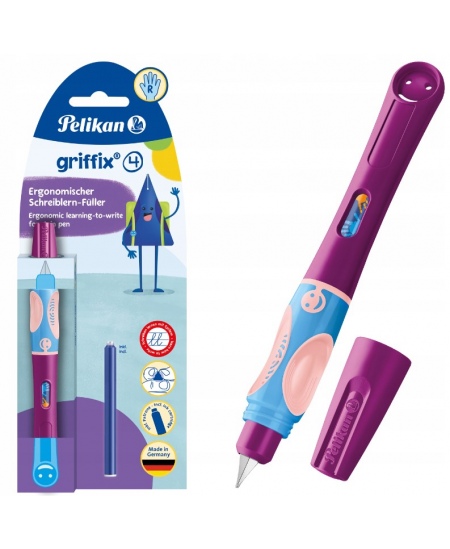 Tintes pildspalva PELIKAN Griffix-4, labročiem, Sweet Berry, blisterī