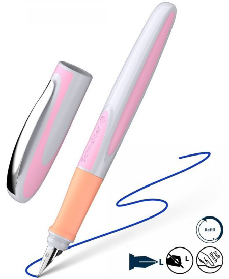 Tintes pildspalva SCHNEIDER Ray, kreiļiem, pelēkrozā korpuss