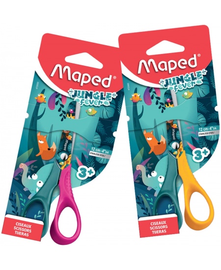 Šķēres mazuļiem blisterī MAPED Jungle Fever Vivo, 12 cm, no 2 gadu vecuma