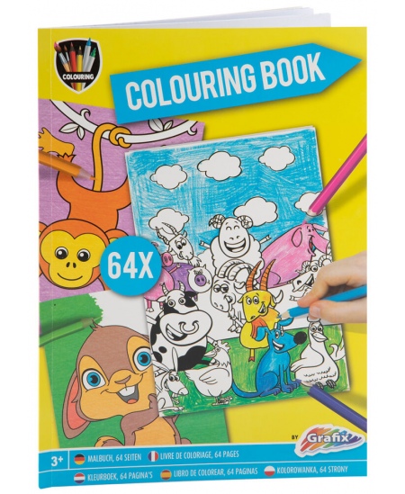 Krāsojamā grāmata GRAFIX Dzīvnieki, A4, 64 lpp.