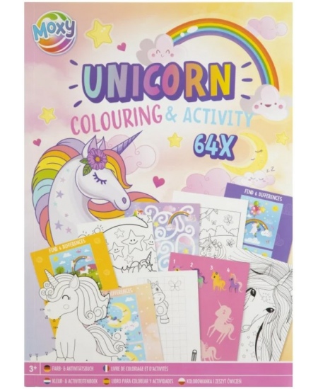 Krāsojamā un uzdevumu grāmata GRAFIX Vienradzis, A4, 64 lpp.