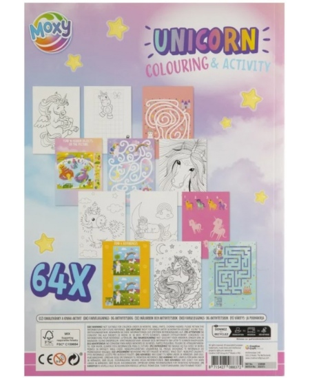 Krāsojamā un uzdevumu grāmata GRAFIX Vienradzis, A4, 64 lpp.