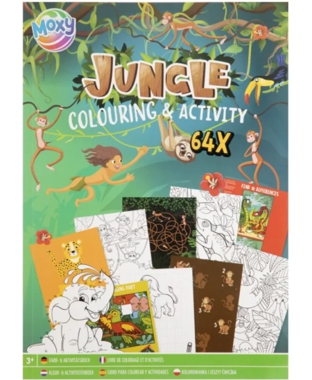 Krāsojamā un uzdevumu grāmata GRAFIX Džungļi, A4, 64 lpp.