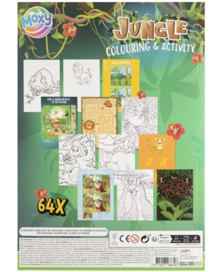 Krāsojamā un uzdevumu grāmata GRAFIX Džungļi, A4, 64 lpp.