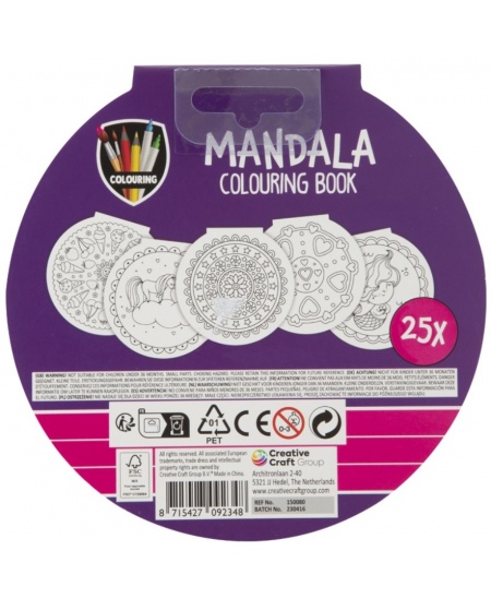 Mandalu krāsojamā grāmata GRAFIX Taurenis, diametrs 15 cm, 25 lpp.