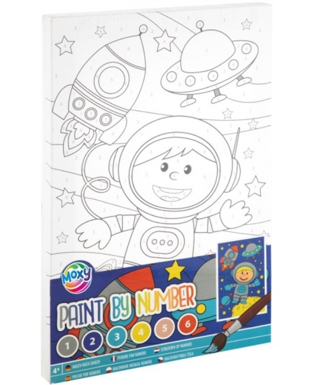 Gleznošanas pēc skaitļiem komplekts GRAFIX Kosmonauts, audekls, 29,7x19,5 cm