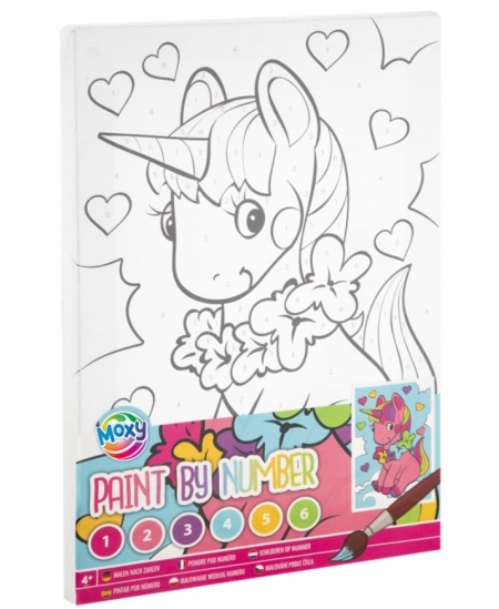 Gleznošanas pēc skaitļiem komplekts GRAFIX Vienradzis, audekls, 29,7x19,5 cm