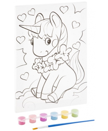 Gleznošanas pēc skaitļiem komplekts GRAFIX Vienradzis, audekls, 29,7x19,5 cm