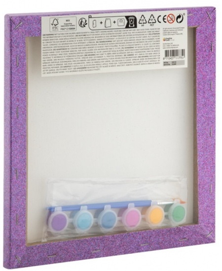 Gleznošanas pēc skaitļiem komplekts GRAFIX Bruņurupucis, mirdzošs audekls, 25x25 cm