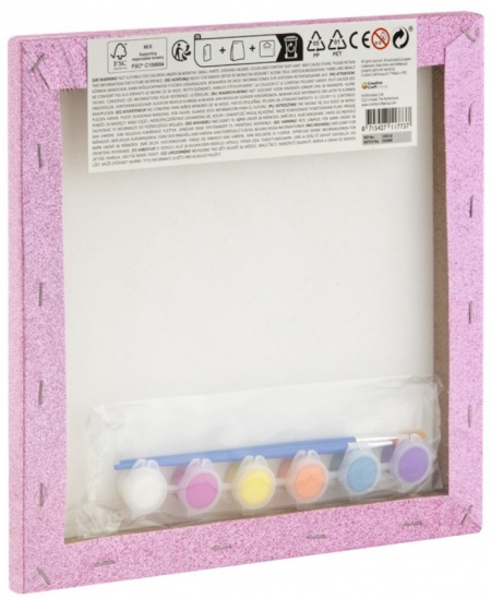 Gleznošanas pēc skaitļiem komplekts GRAFIX Vienradzis, mirdzošs audekls, 25x25 cm