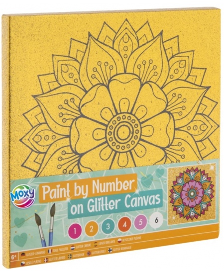 Gleznošanas pēc skaitļiem komplekts GRAFIX Zieds, mirdzošs audekls, 25x25 cm