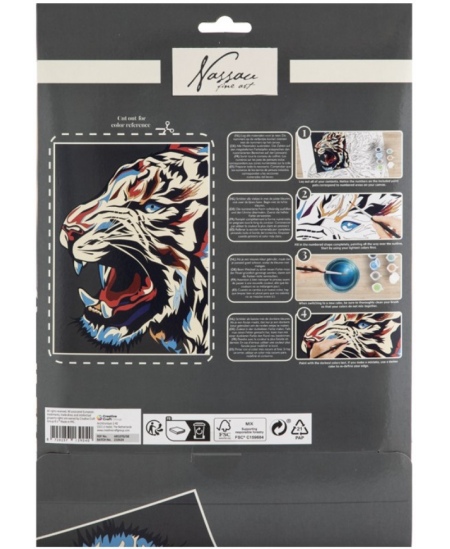 Krāsošanas pēc skaitļiem komplekts GRAFIX Tīģeris, kartons, 33,5x23,8 cm
