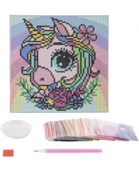 Dimanta mozaīka uz audekla GRAFIX Vienradzis, 20x20cm