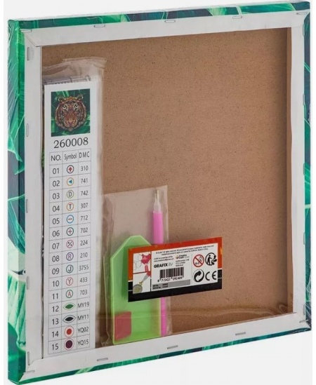 Dimantu mozaīka uz audekla GRAFIX Tīģeris, 30x30 cm