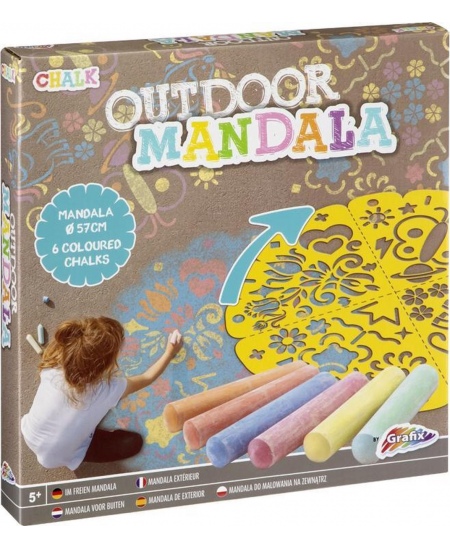 Mandalu zīmēšanas komplekts āra aktivitātēm GRAFIX, 57 cm, 6 krītiņi