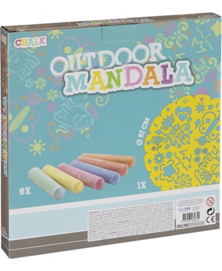 Mandalu zīmēšanas komplekts āra aktivitātēm GRAFIX, 57 cm, 6 krītiņi