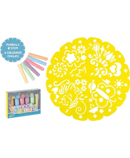 Mandalu zīmēšanas komplekts āra aktivitātēm GRAFIX, 57 cm, 6 krītiņi